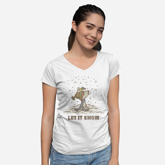 Let It Snow-Womens-V-Neck-Tee-kg07