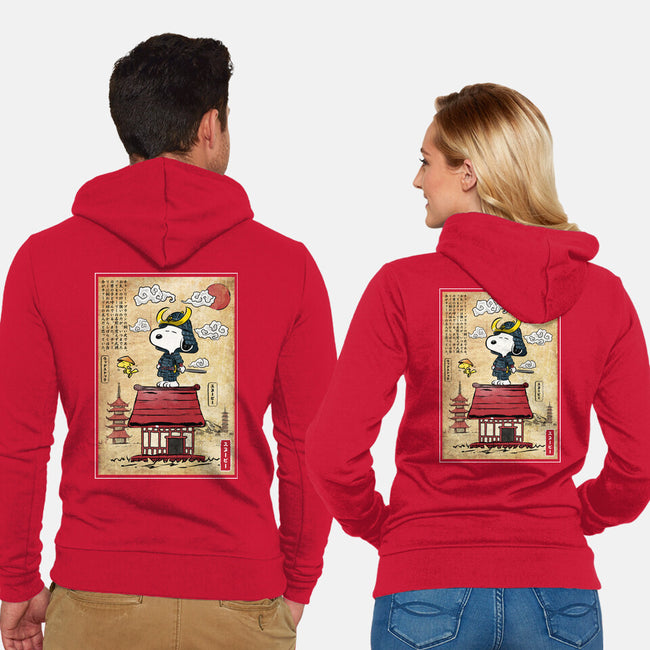 Beagle Samurai In Japan-Unisex-Zip-Up-Sweatshirt-DrMonekers