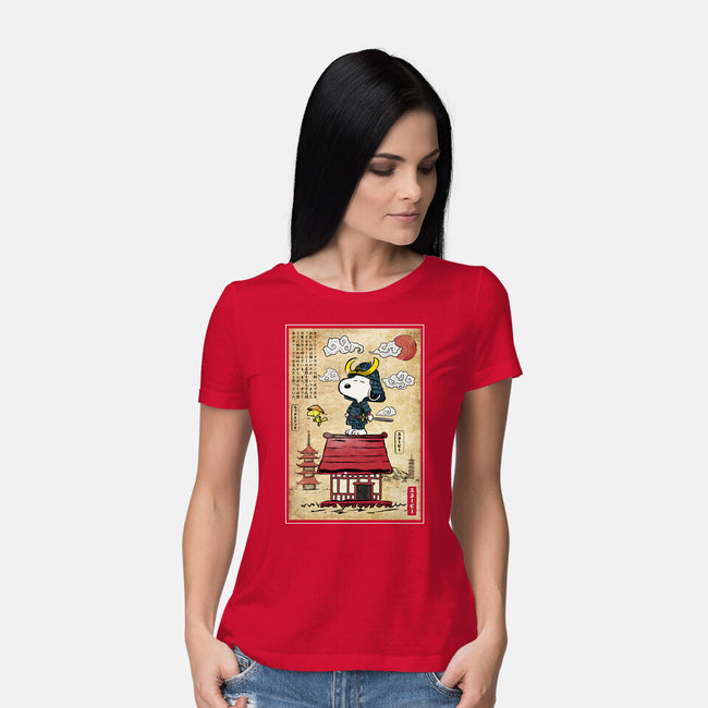 Beagle Samurai In Japan-Womens-Basic-Tee-DrMonekers