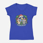 Bluey Holidays-Womens-V-Neck-Tee-momma_gorilla