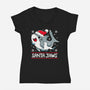 Santa Jaws-Womens-V-Neck-Tee-Vallina84