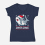 Santa Jaws-Womens-V-Neck-Tee-Vallina84