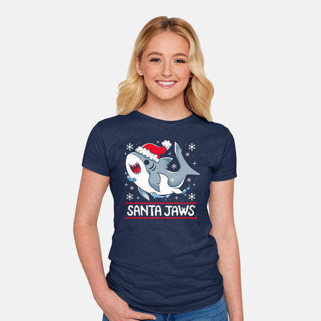 Santa Jaws-Womens-Fitted-Tee-Vallina84