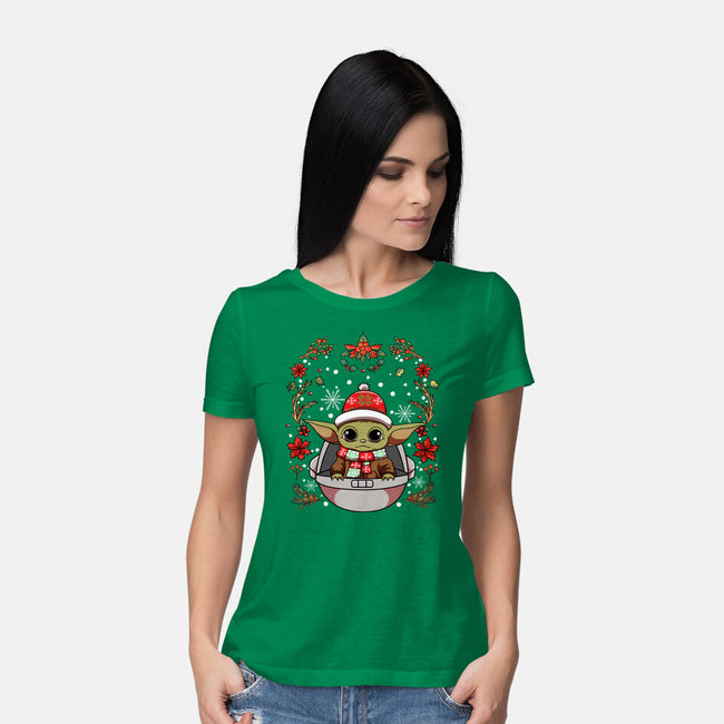 Christmas Yoda-Womens-Basic-Tee-JamesQJO