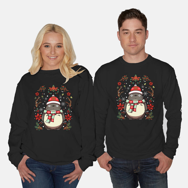 Christmas Totoro-Unisex-Crew Neck-Sweatshirt-JamesQJO