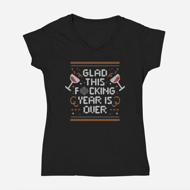 Glad It's Over-Womens-V-Neck-Tee-eduely