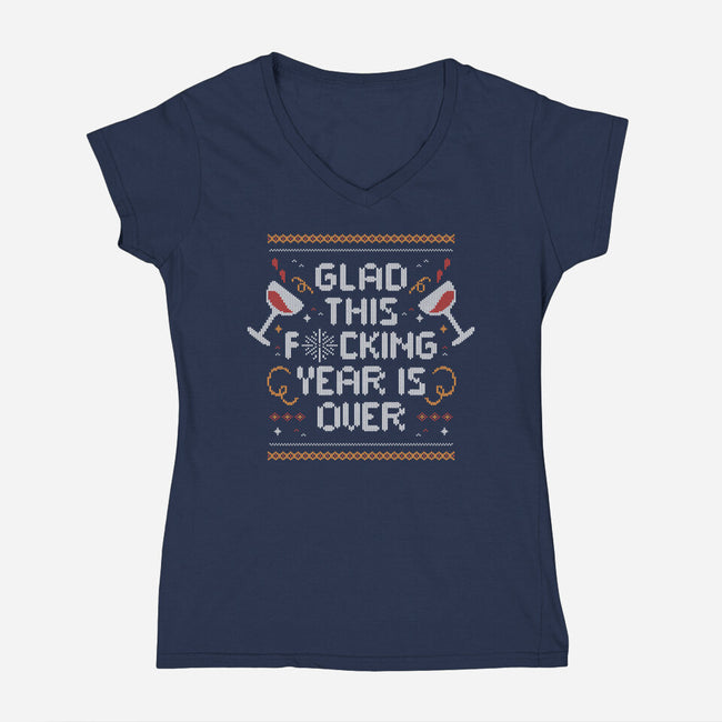 Glad It's Over-Womens-V-Neck-Tee-eduely