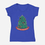 Hoppy Holidays-Womens-V-Neck-Tee-Aarons Art Room