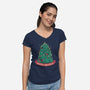 Hoppy Holidays-Womens-V-Neck-Tee-Aarons Art Room