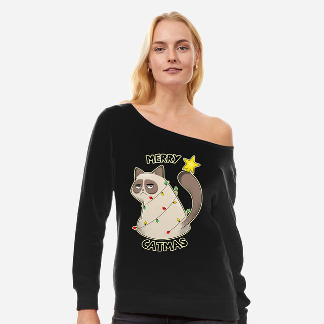A Merry Catmas-Womens-Off Shoulder-Sweatshirt-Umberto Vicente