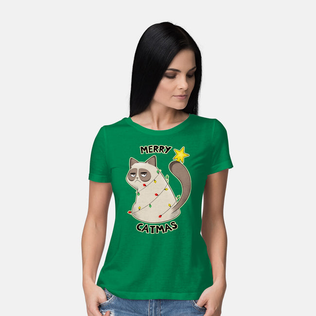 A Merry Catmas-Womens-Basic-Tee-Umberto Vicente