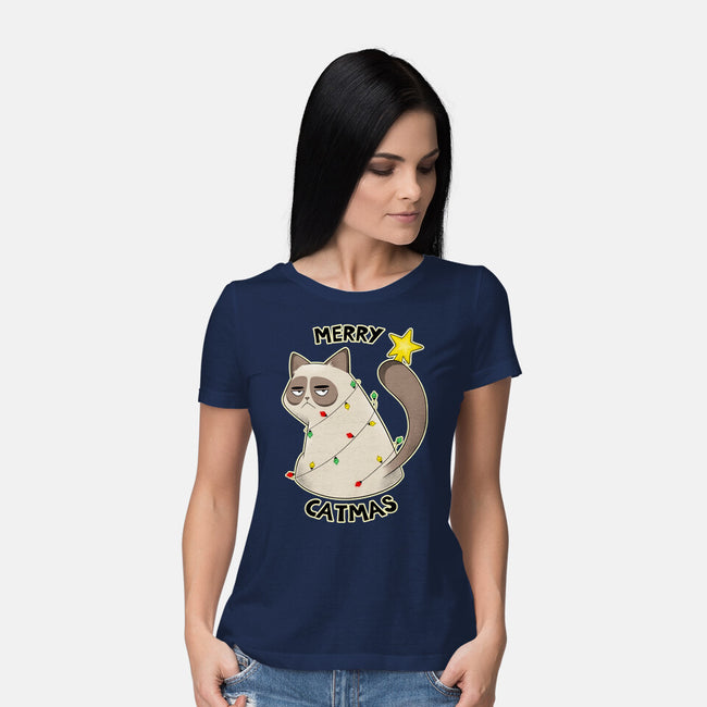 A Merry Catmas-Womens-Basic-Tee-Umberto Vicente