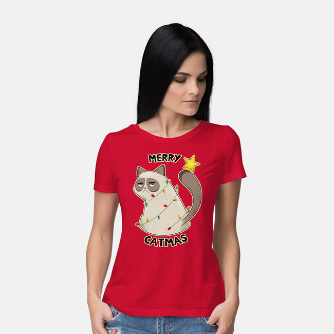 A Merry Catmas-Womens-Basic-Tee-Umberto Vicente