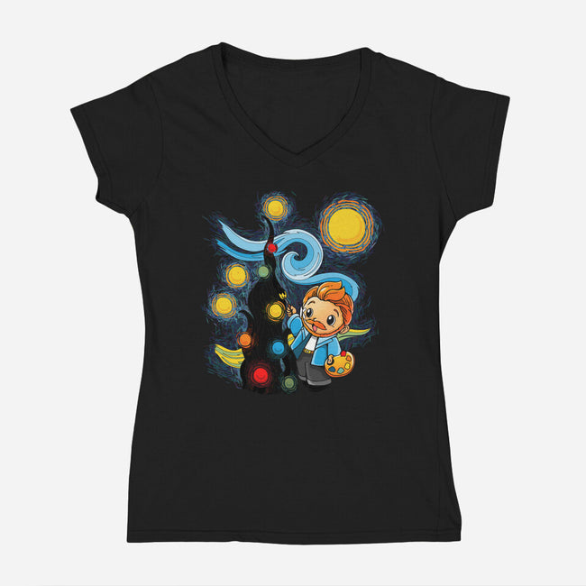 Christmas Art-Womens-V-Neck-Tee-Vallina84