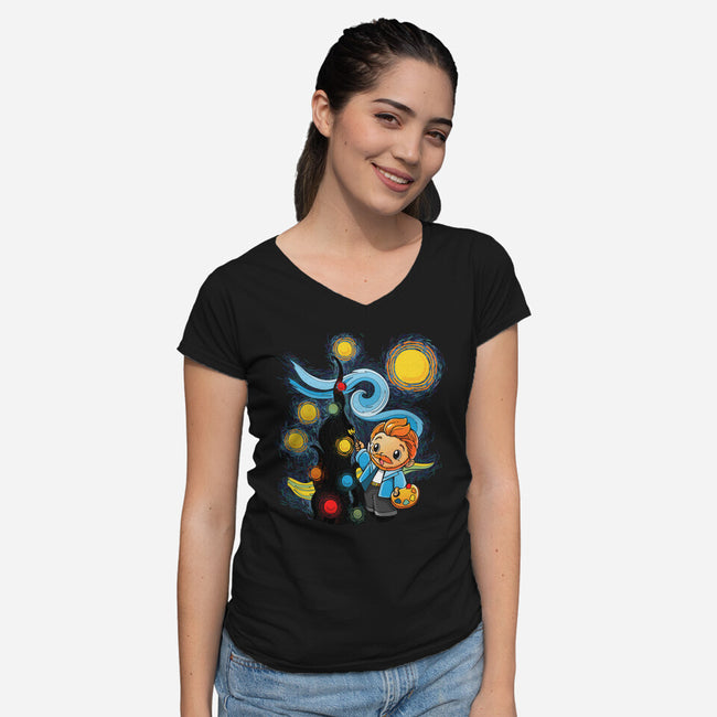 Christmas Art-Womens-V-Neck-Tee-Vallina84