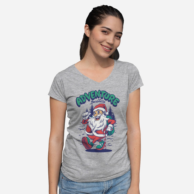 Adventure Begins-Womens-V-Neck-Tee-spoilerinc