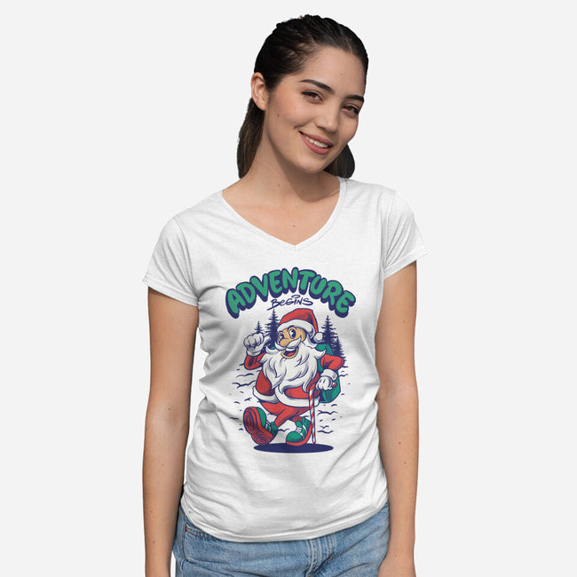 Adventure Begins-Womens-V-Neck-Tee-spoilerinc