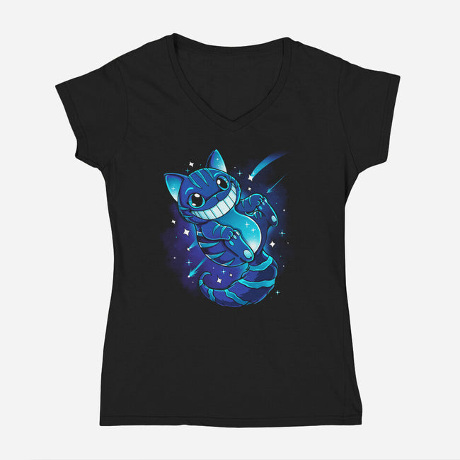 Cheshire Galaxy-Womens-V-Neck-Tee-Vallina84