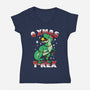 O Xmas T-Rex-Womens-V-Neck-Tee-Boggs Nicolas