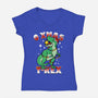 O Xmas T-Rex-Womens-V-Neck-Tee-Boggs Nicolas