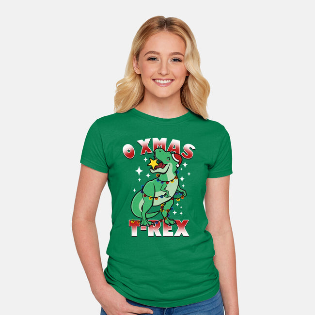 O Xmas T-Rex-Womens-Fitted-Tee-Boggs Nicolas