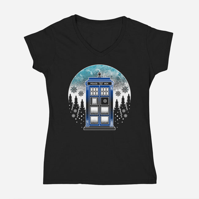 Time And Space And Snow-Womens-V-Neck-Tee-Logozaste