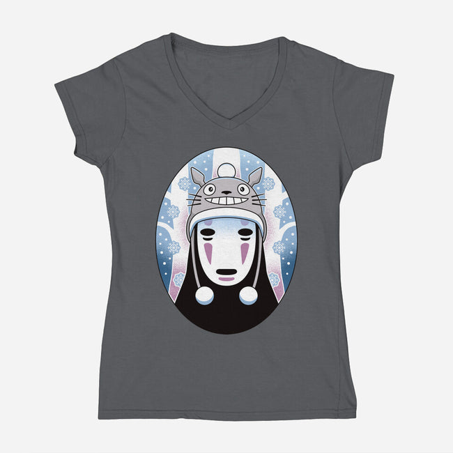 Spirits In The Snow-Womens-V-Neck-Tee-Logozaste