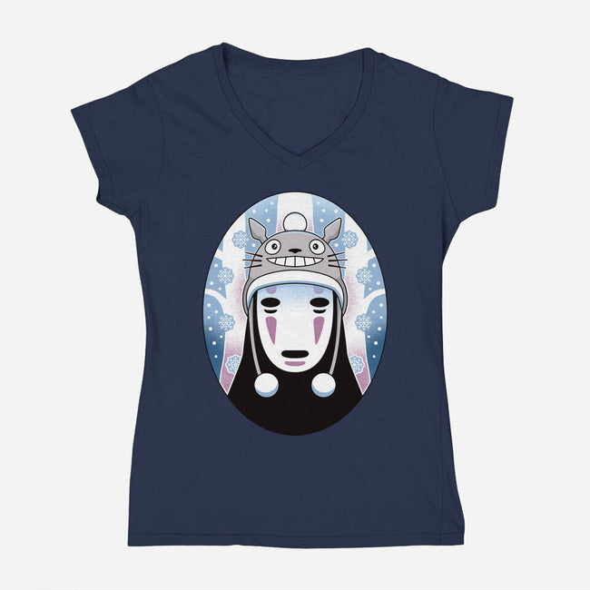 Spirits In The Snow-Womens-V-Neck-Tee-Logozaste