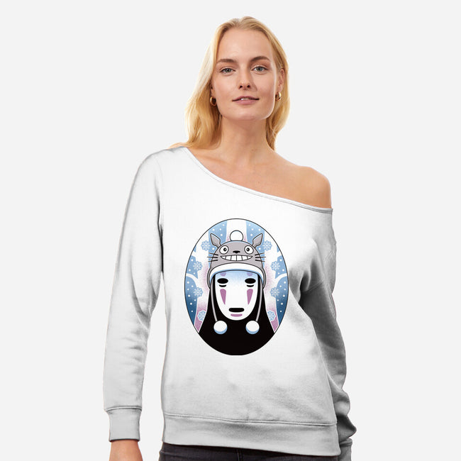 Spirits In The Snow-Womens-Off Shoulder-Sweatshirt-Logozaste