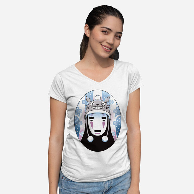 Spirits In The Snow-Womens-V-Neck-Tee-Logozaste