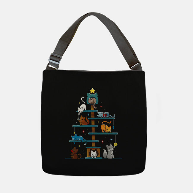 Christmas Tree House Cats-None-Adjustable Tote-Bag-Vallina84