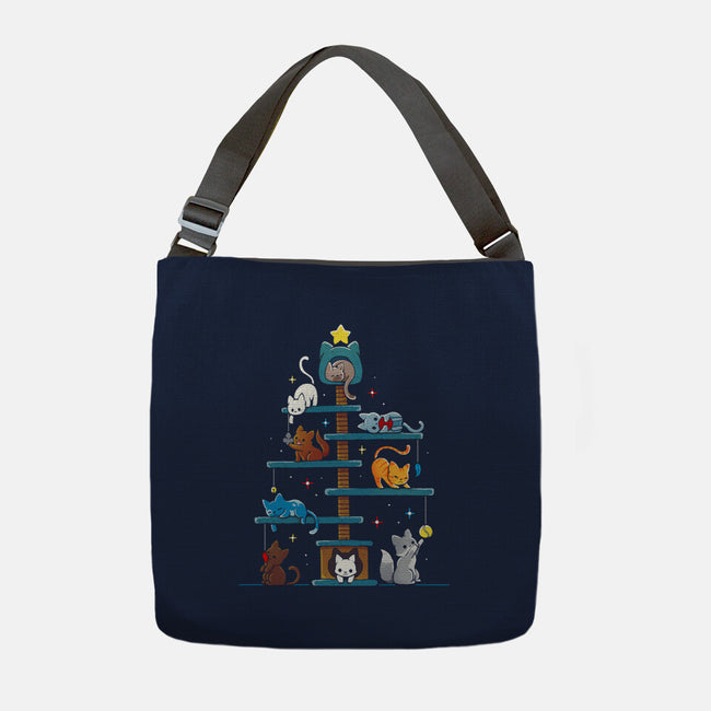 Christmas Tree House Cats-None-Adjustable Tote-Bag-Vallina84