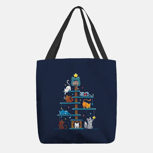 Christmas Tree House Cats-None-Basic Tote-Bag-Vallina84
