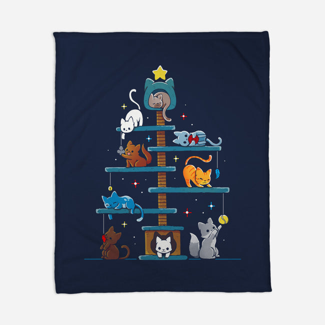 Christmas Tree House Cats-None-Fleece-Blanket-Vallina84