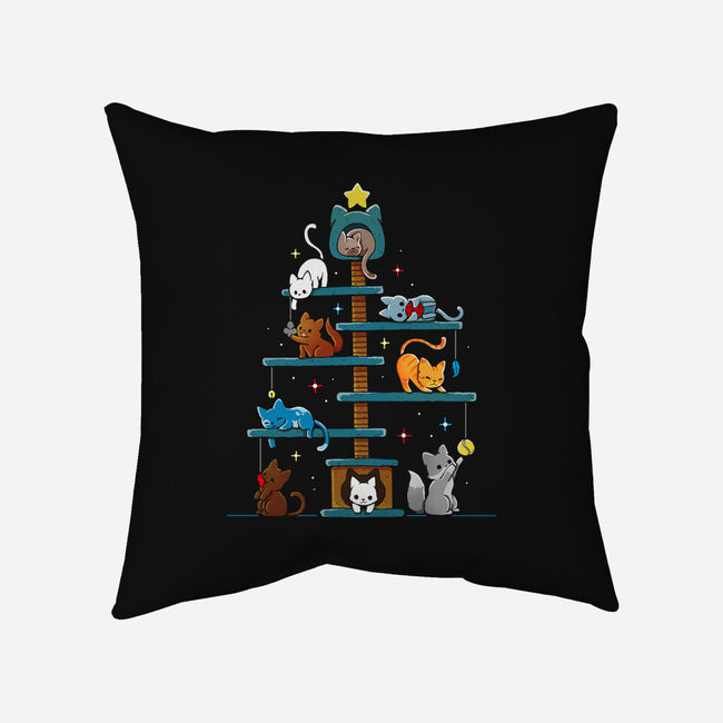 Christmas Tree House Cats-None-Non-Removable Cover w Insert-Throw Pillow-Vallina84