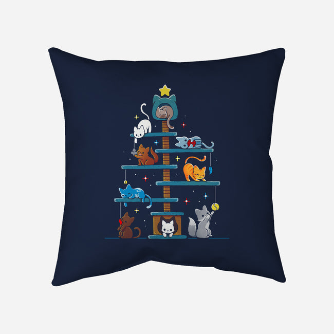 Christmas Tree House Cats-None-Removable Cover-Throw Pillow-Vallina84