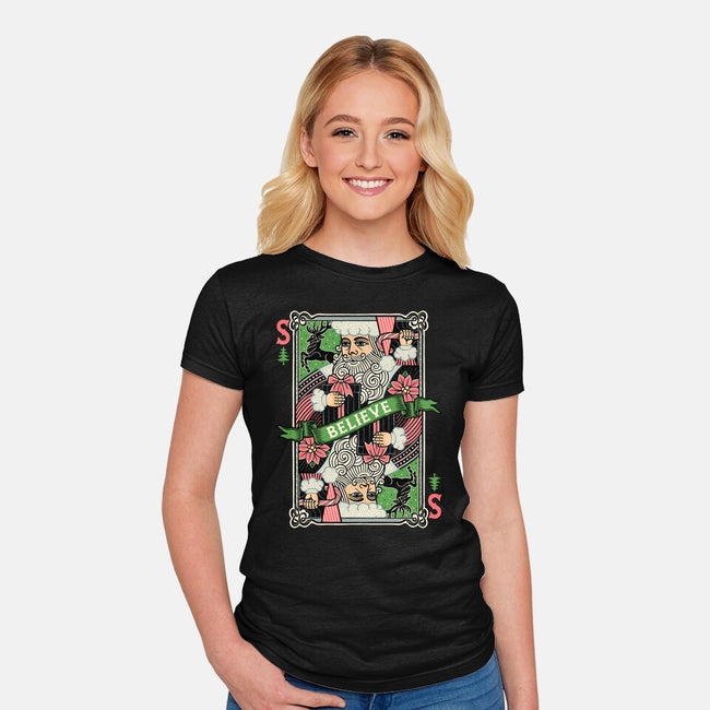 Believe Card-Womens-Fitted-Tee-momma_gorilla