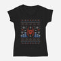 New York Aranea Ugly Sweater-Womens-V-Neck-Tee-Logozaste