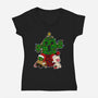 Christmas Cactuar-Womens-V-Neck-Tee-Alexhefe