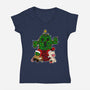 Christmas Cactuar-Womens-V-Neck-Tee-Alexhefe