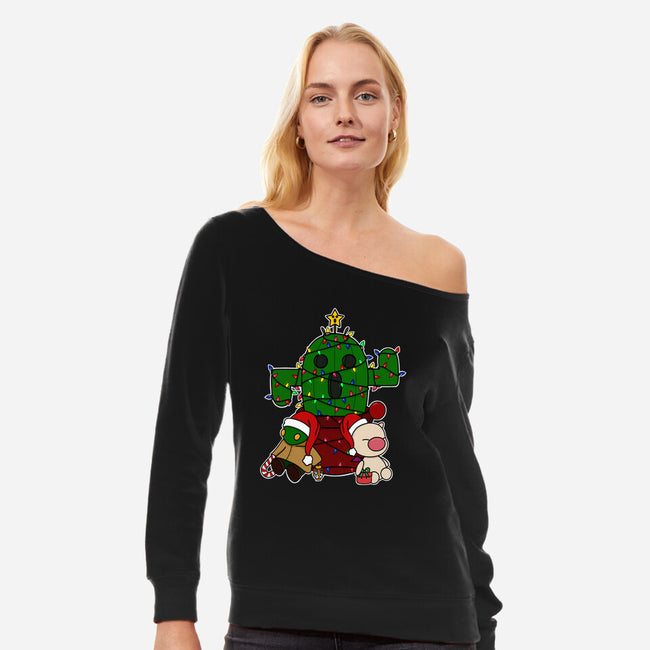 Christmas Cactuar-Womens-Off Shoulder-Sweatshirt-Alexhefe