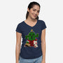 Christmas Cactuar-Womens-V-Neck-Tee-Alexhefe