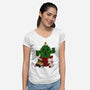 Christmas Cactuar-Womens-V-Neck-Tee-Alexhefe