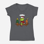 Grinch On The Shelf-Womens-V-Neck-Tee-Boggs Nicolas