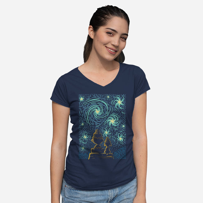 Starry Winter Night-Womens-V-Neck-Tee-erion_designs