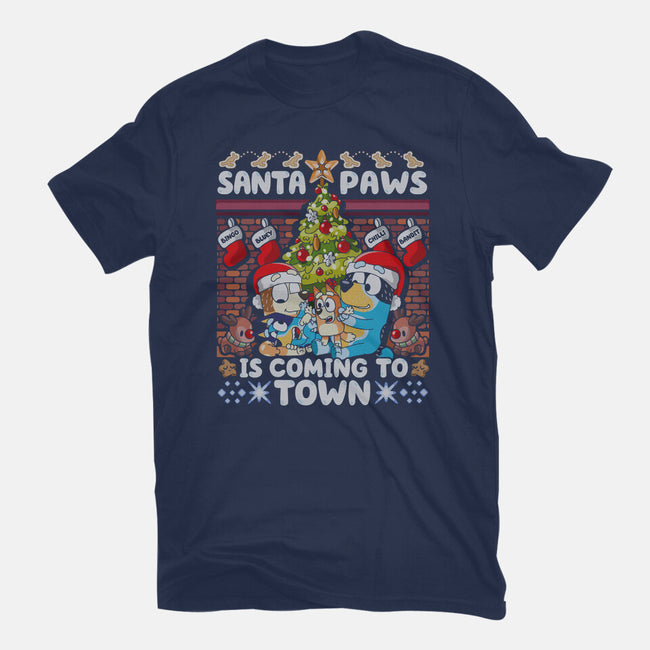 Santa Paws Is Coming-Womens-Fitted-Tee-CoD Designs