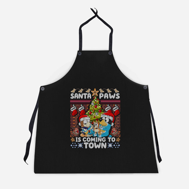 Santa Paws Is Coming-Unisex-Kitchen-Apron-CoD Designs