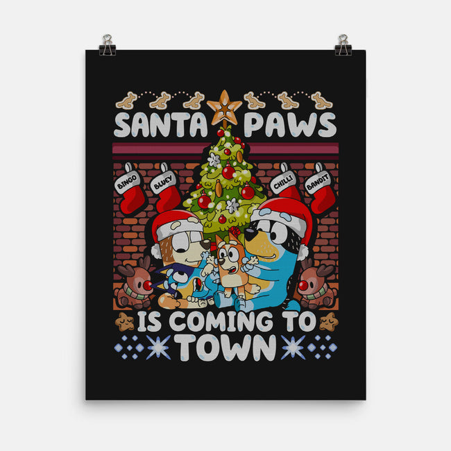 Santa Paws Is Coming-None-Matte-Poster-CoD Designs