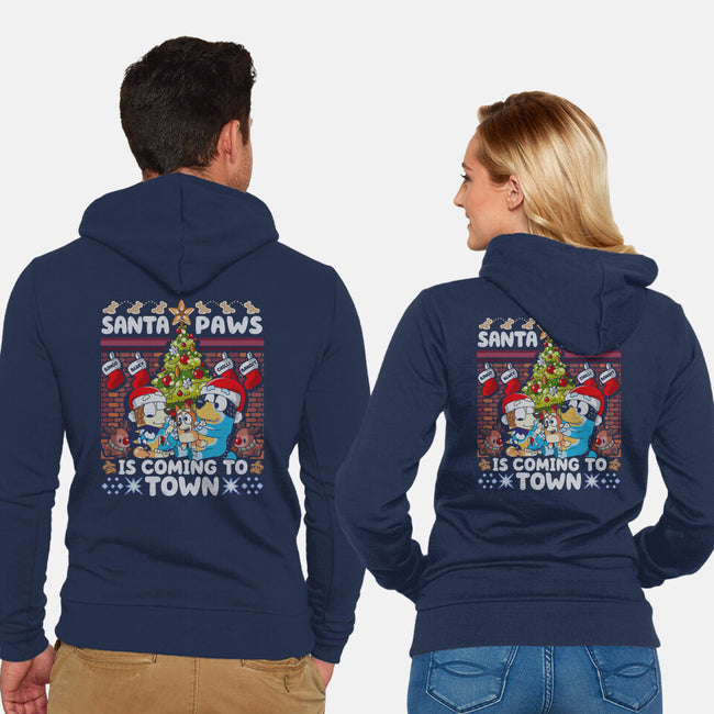 Santa Paws Is Coming-Unisex-Zip-Up-Sweatshirt-CoD Designs