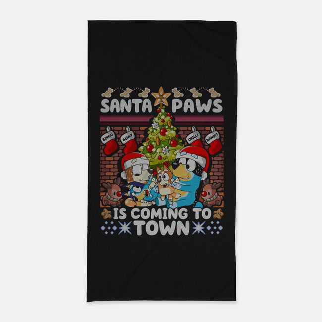 Santa Paws Is Coming-None-Beach-Towel-CoD Designs